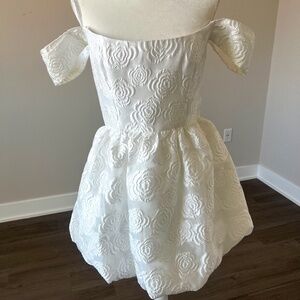 Amanda Uprichard Valentina Floral Jacquard Off-The-Shoulder Minidress